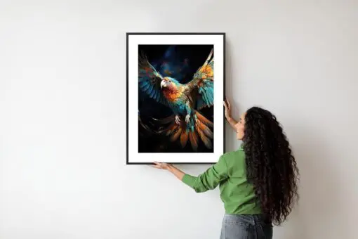 Poster Ein Bunter Papagei Mit Ausgebreiteten Flügeln