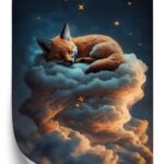 Poster Ein Fuchs Der Auf Einer Wolke Schläft