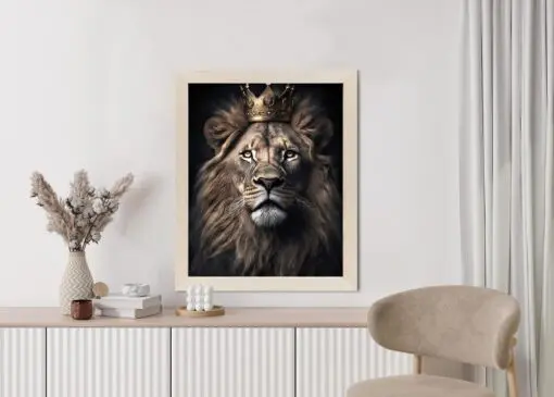 Poster Ein Löwe Mit Krone In Einem Realistischen Porträt