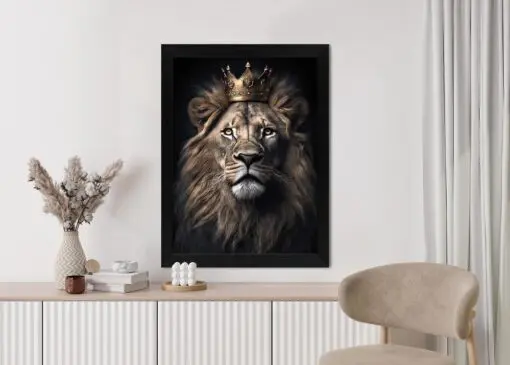 Poster Ein Löwe Mit Krone In Einem Realistischen Porträt