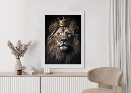 Poster Ein Löwe Mit Krone In Einem Realistischen Porträt