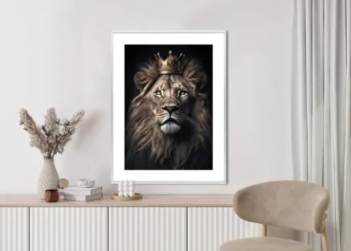 Poster Ein Löwe Mit Krone In Einem Realistischen Porträt