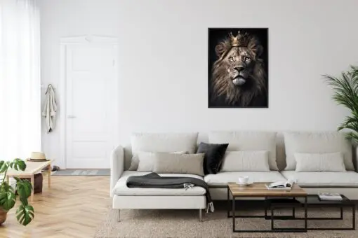 Poster Ein Löwe Mit Krone In Einem Realistischen Porträt