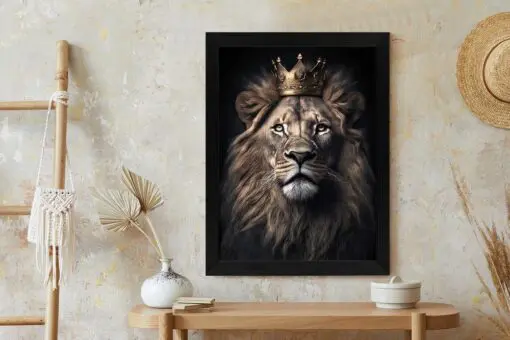 Poster Ein Löwe Mit Krone In Einem Realistischen Porträt