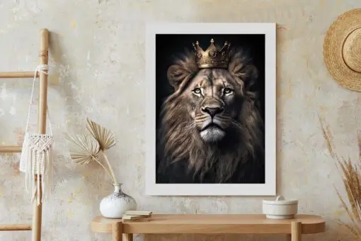Poster Ein Löwe Mit Krone In Einem Realistischen Porträt