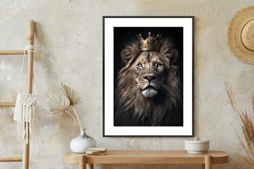 Poster Ein Löwe Mit Krone In Einem Realistischen Porträt