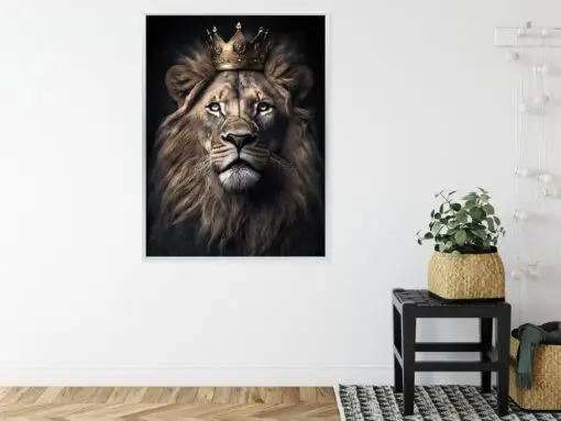 Poster Ein Löwe Mit Krone In Einem Realistischen Porträt