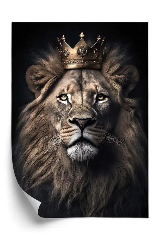 Poster Ein Löwe Mit Krone In Einem Realistischen Porträt