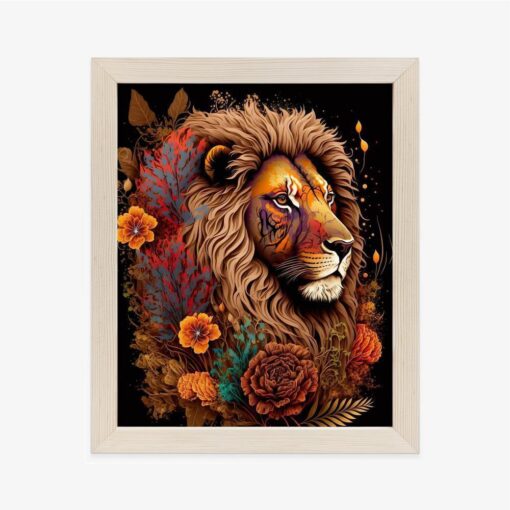 Poster Ein Mit Blumen Geschmückter Löwe