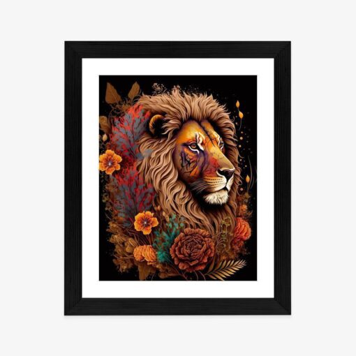 Poster Ein Mit Blumen Geschmückter Löwe
