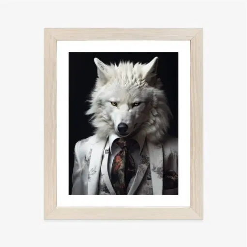 Poster Ein Weißer Wolf In Einem Silbernen Anzug