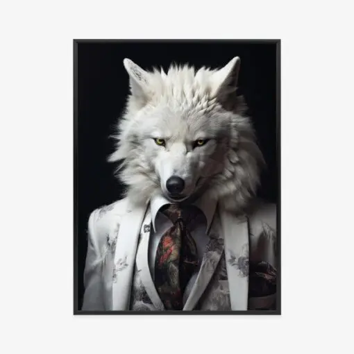 Poster Ein Weißer Wolf In Einem Silbernen Anzug