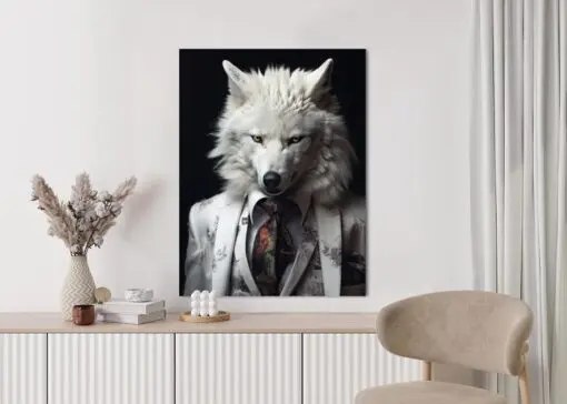 Poster Ein Weißer Wolf In Einem Silbernen Anzug