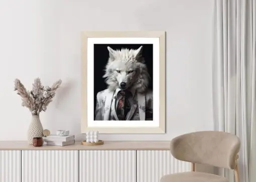 Poster Ein Weißer Wolf In Einem Silbernen Anzug