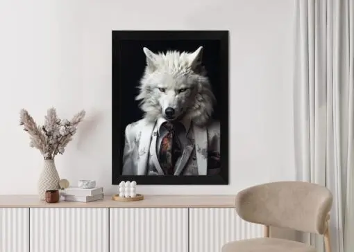 Poster Ein Weißer Wolf In Einem Silbernen Anzug