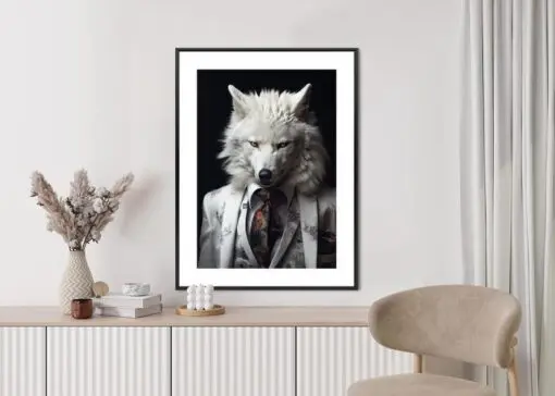 Poster Ein Weißer Wolf In Einem Silbernen Anzug