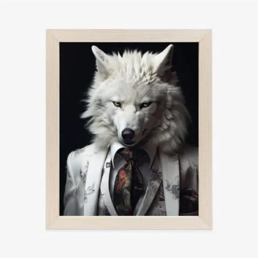 Poster Ein Weißer Wolf In Einem Silbernen Anzug