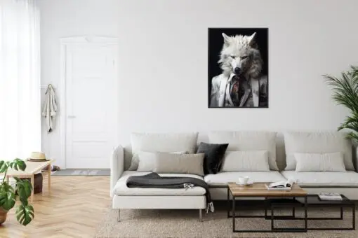 Poster Ein Weißer Wolf In Einem Silbernen Anzug