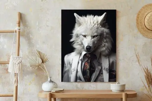 Poster Ein Weißer Wolf In Einem Silbernen Anzug