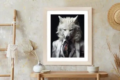 Poster Ein Weißer Wolf In Einem Silbernen Anzug