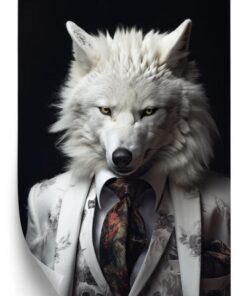 Poster Ein Weißer Wolf In Einem Silbernen Anzug