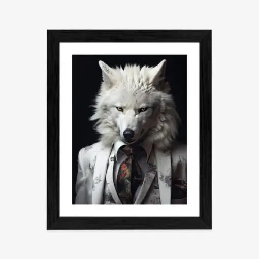 Poster Ein Weißer Wolf In Einem Silbernen Anzug
