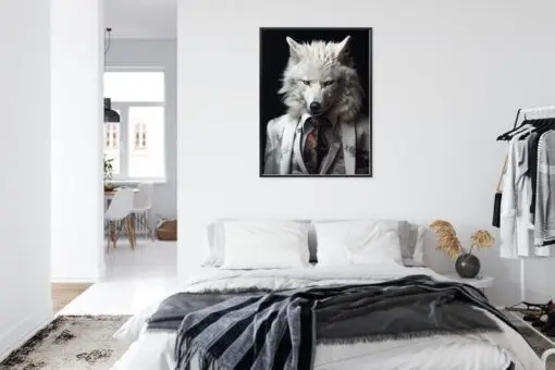 Poster Ein Weißer Wolf In Einem Silbernen Anzug