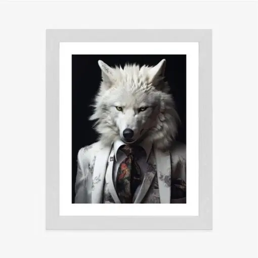 Poster Ein Weißer Wolf In Einem Silbernen Anzug