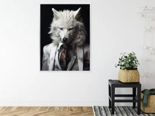Poster Ein Weißer Wolf In Einem Silbernen Anzug