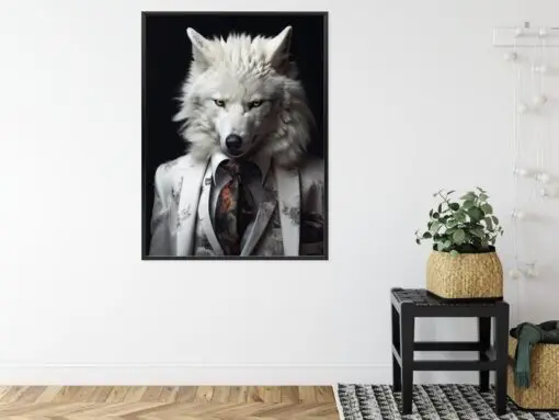 Poster Ein Weißer Wolf In Einem Silbernen Anzug