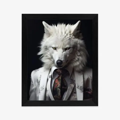 Poster Ein Weißer Wolf In Einem Silbernen Anzug