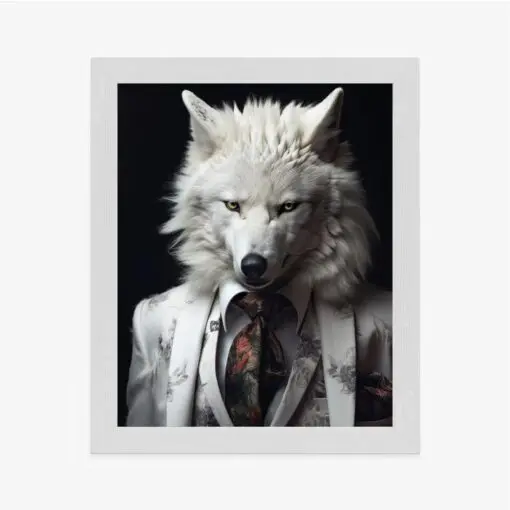 Poster Ein Weißer Wolf In Einem Silbernen Anzug