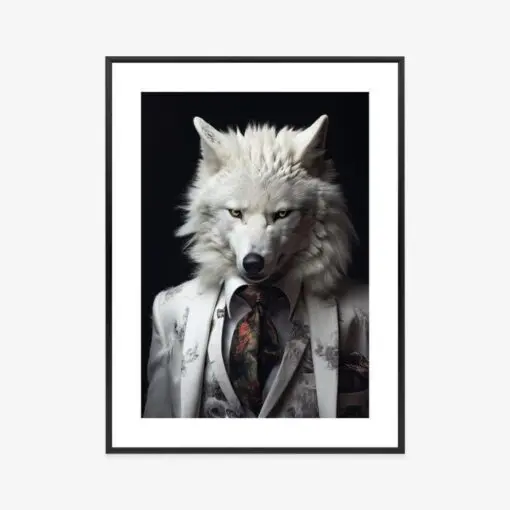 Poster Ein Weißer Wolf In Einem Silbernen Anzug