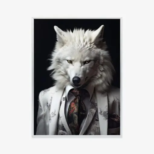Poster Ein Weißer Wolf In Einem Silbernen Anzug