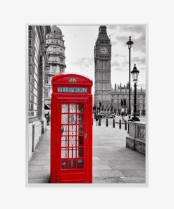 Poster Eine Rote Telefonzelle Mit Big Ben Im Hintergrund