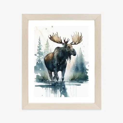 Poster Elch Mit Wasserfarben Bemalt