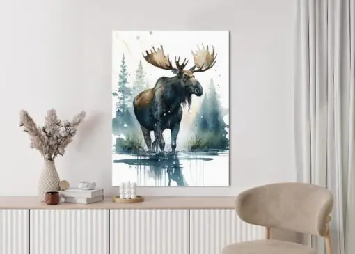 Poster Elch Mit Wasserfarben Bemalt