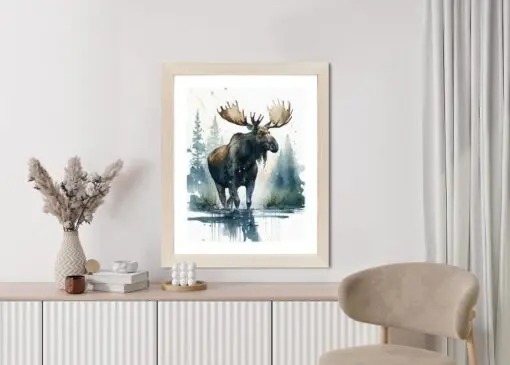Poster Elch Mit Wasserfarben Bemalt