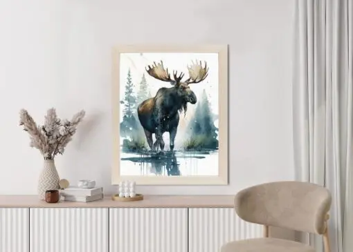 Poster Elch Mit Wasserfarben Bemalt
