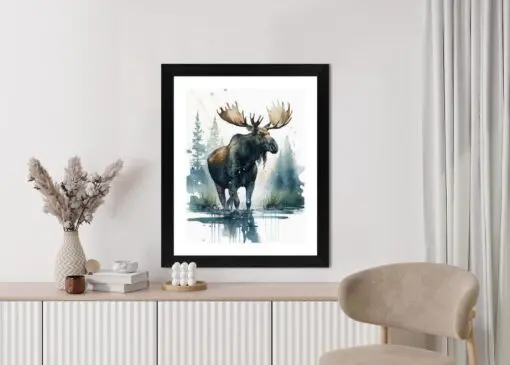 Poster Elch Mit Wasserfarben Bemalt