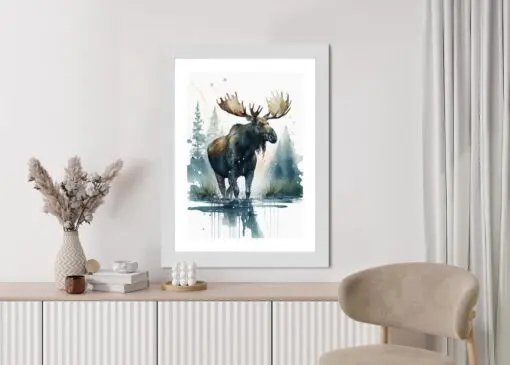 Poster Elch Mit Wasserfarben Bemalt