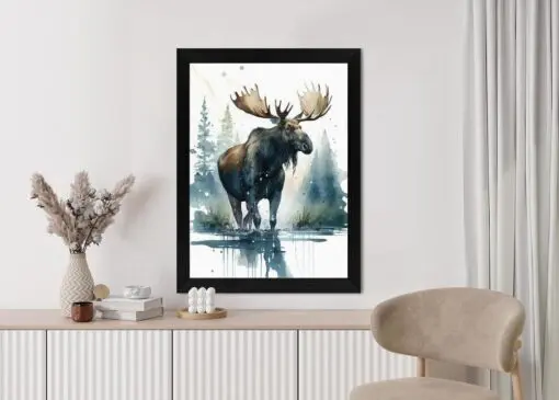 Poster Elch Mit Wasserfarben Bemalt