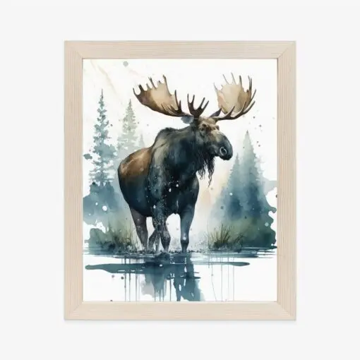 Poster Elch Mit Wasserfarben Bemalt