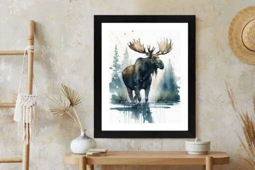 Poster Elch Mit Wasserfarben Bemalt