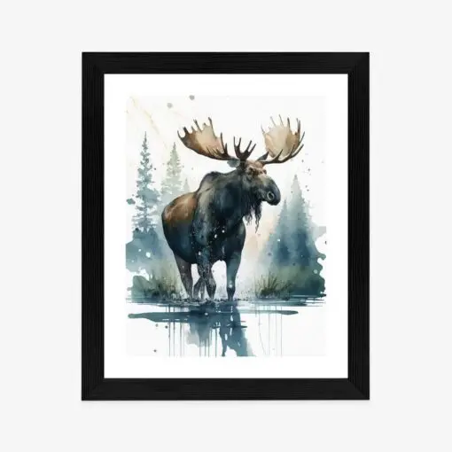 Poster Elch Mit Wasserfarben Bemalt