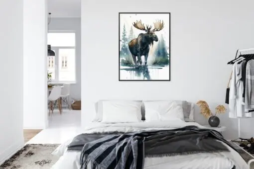 Poster Elch Mit Wasserfarben Bemalt