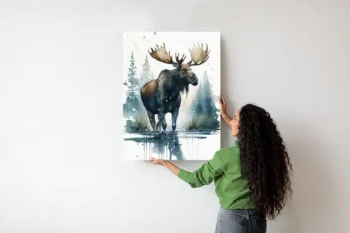 Poster Elch Mit Wasserfarben Bemalt