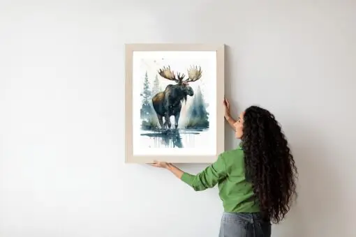 Poster Elch Mit Wasserfarben Bemalt