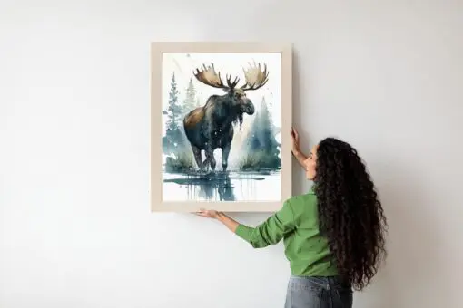 Poster Elch Mit Wasserfarben Bemalt