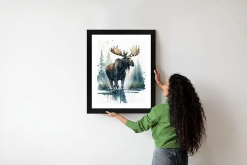 Poster Elch Mit Wasserfarben Bemalt